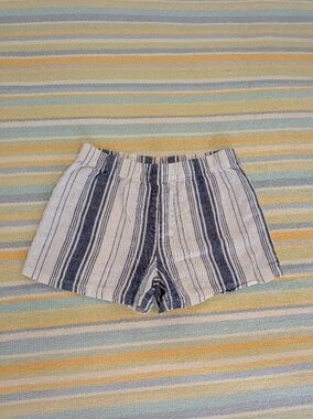 Girls Carters Navy Blue & White Striped Linen Blend Shorts Size 7
